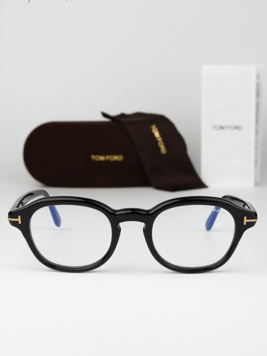 Tom Ford Women Eyeglasses Black Blue Block Round FT5871-B 001 NEW AUTHENTIC main image 11